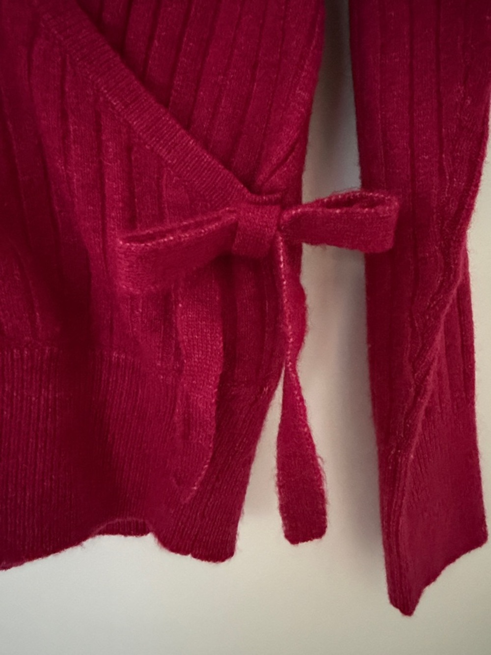 LOFT Fuchsia Ribbed Wrap Cardigan - Picture 3 of 4